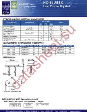 ECS-100-20-4VX datasheet  